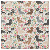 Dackel Florals Stoffe - niedliche Dackel (Nahaufnahme)