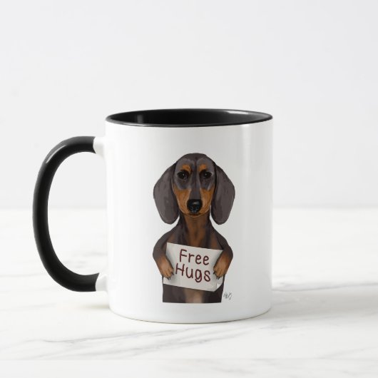 Dackel-Freie Hugs Tasse (Links)