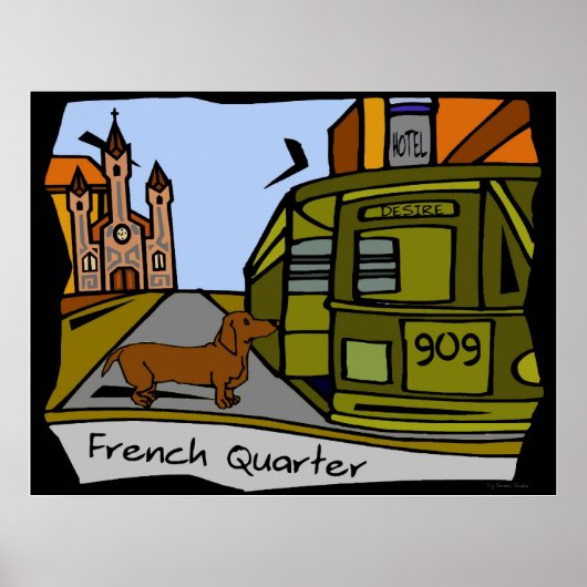 Dackel French Quarter Streetcar Poster (Vorne)