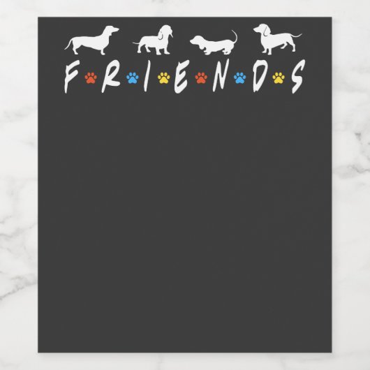 Dackel Friends Weinetikett (Einzelnes Label)