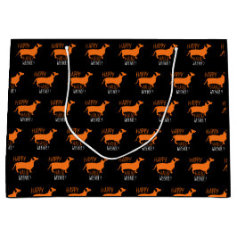 Dackel Frohe Halloweenie! Schwarzes Halloween Große Geschenktüte