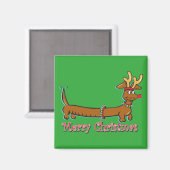 Dackel-frohe Weihnachten Magnet (Vorderseite/Rückseite)