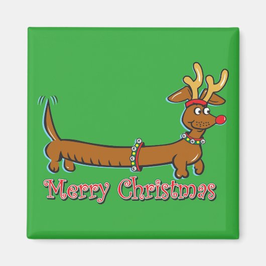 Dackel-frohe Weihnachten Magnet (Vorne)