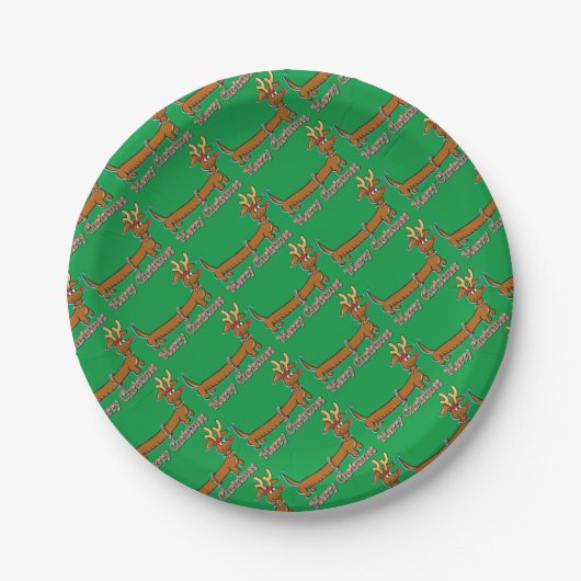 Dackel-frohe Weihnachten Pappteller (Vorderseite)