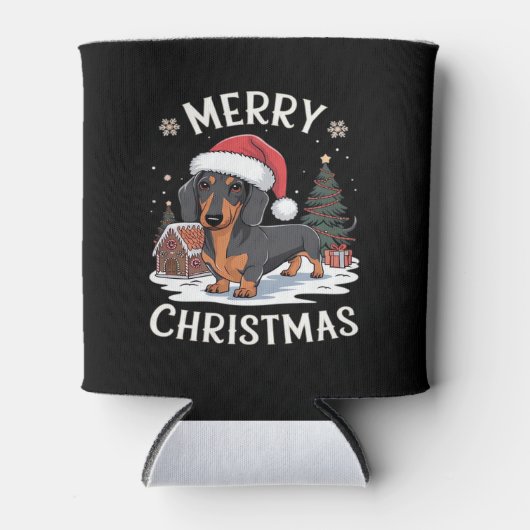 Dackel Frohe Weihnachts-Klassik T - Shirt Dosenkühler (Vorderseite)