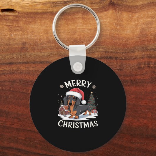 Dackel Frohe Weihnachts-Klassik T - Shirt Schlüsselanhänger (Vorderseite)