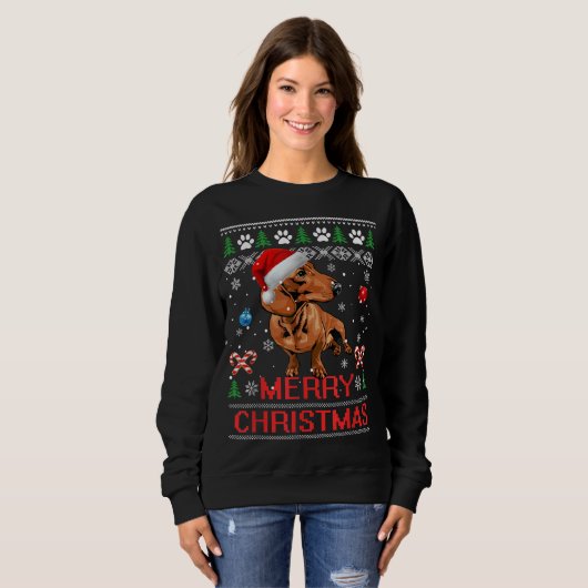 Dackel Frohe Weihnachtsbaum Light Pajama Dackel Sweatshirt (Vorne ganz)