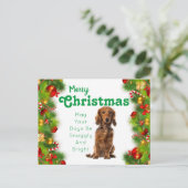 Dackel Frohe Weihnachtskarte Feiertagspostkarte (Stehend Vorderseite)