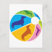 Dackel Fun Beachball Postkarte (Vorderseite)