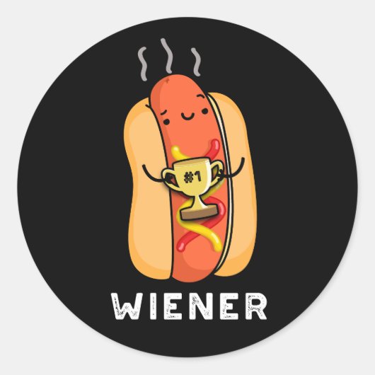 Dackel Funny Sausage Pub Dark BG Runder Aufkleber (Vorderseite)