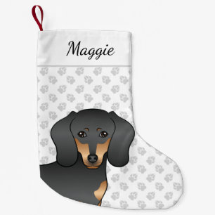 Dackel für Niedliche Hunde mit schwarzer und schwa Kleiner Weihnachtsstrumpf
