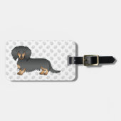 Dackel für Schwarz & Tan, lange Haare Gepäckanhänger (Vorderseite horizontal)