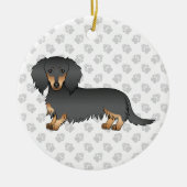 Dackel für Schwarz & Tan, lange Haare Keramik Ornament (Vorne)