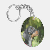 Dackel für Schwarz und Tan Miniture 3 Schlüsselanhänger (Vorderseite links)