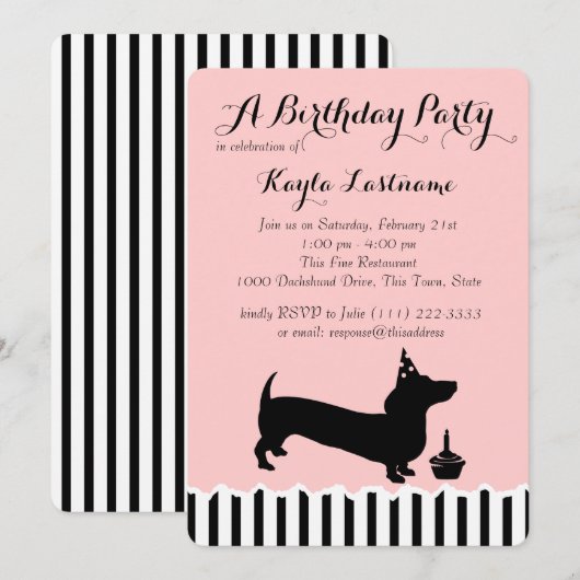 Dackel Geburtstag Einladung (Vorne/Hinten)