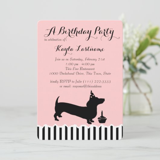 Dackel Geburtstag Einladung (Stehend Vorderseite)