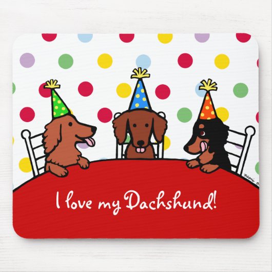 Dackel-Geburtstags-Cartoon Mousepad (Vorne)