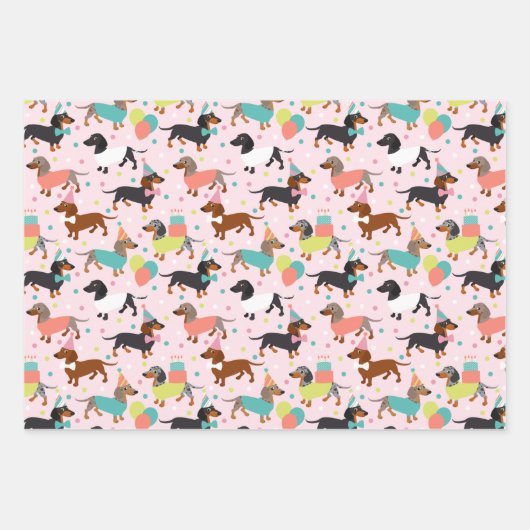 Dackel Geburtstagsfeier Geschenkpapier Set (Vorderseite 2)