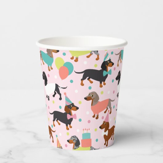 Dackel Geburtstagsfeier Pappbecher (Rückseite)