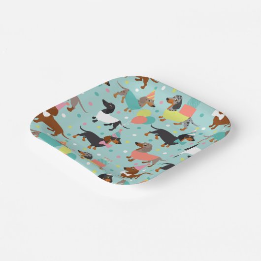 Dackel Geburtstagsfeier Pappteller (Gewinkelt)