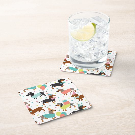 Dackel Geburtstagsfeier Rechteckiger Pappuntersetzer (Vor Ort)