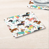 Dackel Geburtstagsfeier Rechteckiger Pappuntersetzer (angewinkelt)