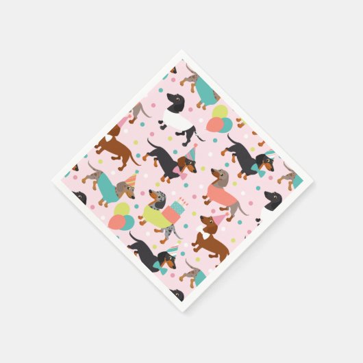 Dackel Geburtstagsfeier Serviette (Ecke)