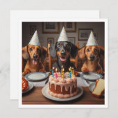 Dackel Geburtstagskarte, Dackel, Dackel Einladung (Vorne/Hinten)