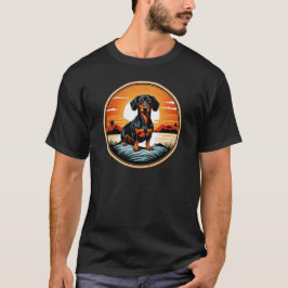 Dackel gegen einen Vintagen Sonnenuntergang T-Shirt