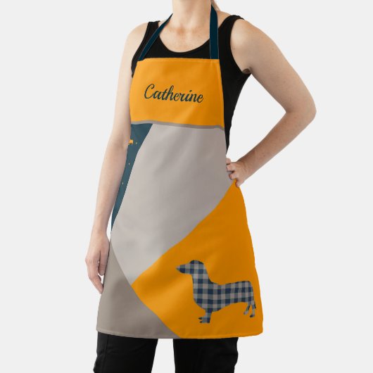 Dackel Gelb und Tief Aquamarin Abstrakt Schürze (InSitu)