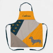 Dackel Gelb und Tief Aquamarin Abstrakt Schürze (Vorderseite)