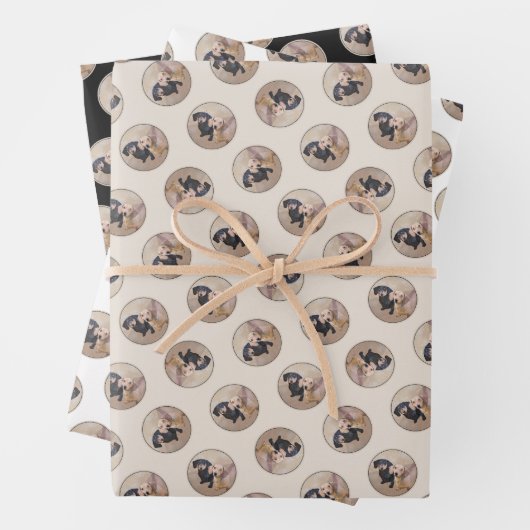 Dackel Gemälde sanfte Schwarz & Tan Roter Hund Kun Geschenkpapier Set (Beispiel)