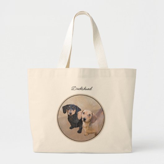 Dackel Gemälde sanfte Schwarz & Tan Roter Hund Kun Jumbo Stoffbeutel (Vorne)