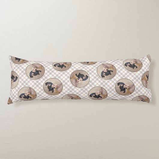 Dackel Gemälde sanfte Schwarz & Tan Roter Hund Kun Seitenschläferkissen (Vorderseite)