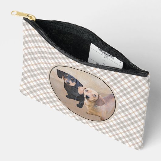 Dackel Gemälde sanfte Schwarz & Tan Roter Hund Kun Zubehörtasche (Offen)