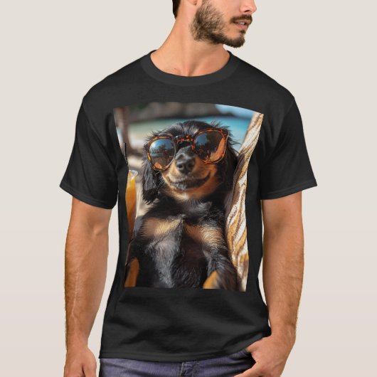 Dackel genießt das Meer T-Shirt (Vorderseite)