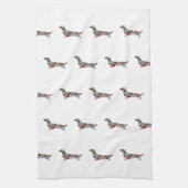 Dackel Geo Silhouette Kariert Geschirrtuch (Vertikal)