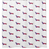 Dackel Geo Silhouette Lila Duschvorhang (Vorderseite)