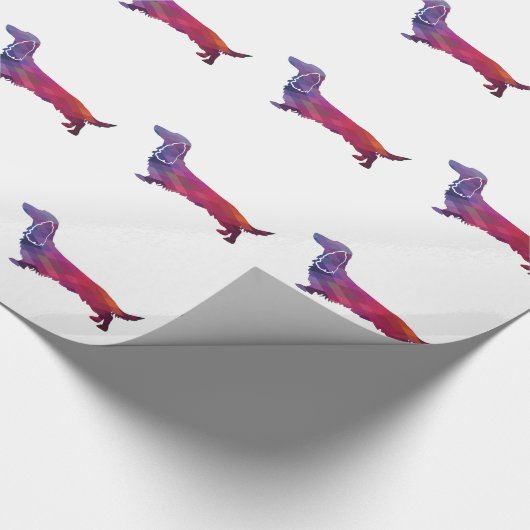 Dackel Geo Silhouette Lila Geschenkpapier (Ecke)