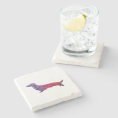 Dackel Geo Silhouette Lila Steinuntersetzer (Seitenansicht)