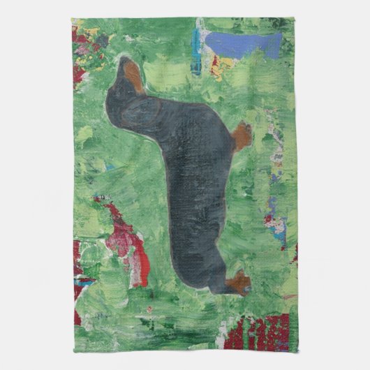 Dackel-Geschenk-Dackel-Hundemoderne abstrakte Küchentuch (Vertikal)