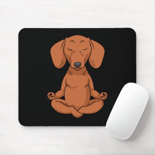 Dackel Geschenk Frauen Weiner Dog Yoga Meditatin Mousepad (Mit Mouse)
