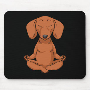 Dackel Geschenk Frauen Weiner Dog Yoga Meditatin Mousepad