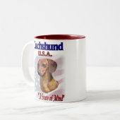 Dackel Geschenke Zweifarbige Tasse (Vorderseite Links)