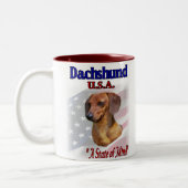 Dackel Geschenke Zweifarbige Tasse (Links)