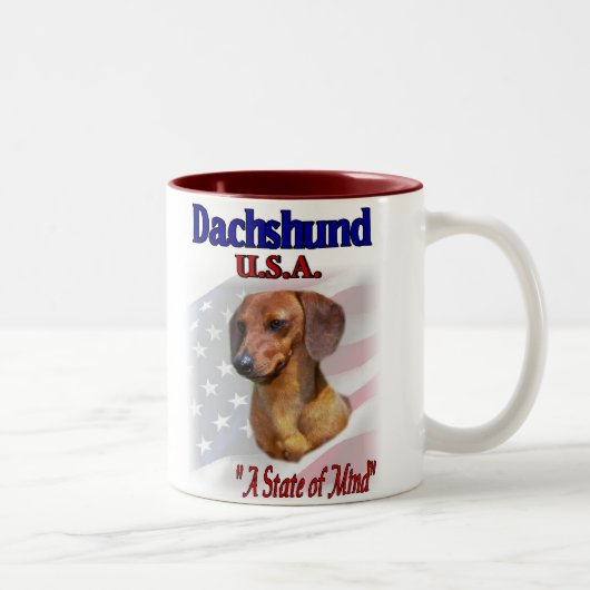 Dackel Geschenke Zweifarbige Tasse (Rechts)