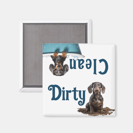 Dackel Geschirrspüler Schild Sauberes schmutziges Magnet (Vorderseite/Rückseite)