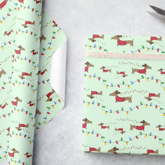 Dackel gestohlen Weihnachtsbaum Lichter Geschenkwr Geschenkpapier