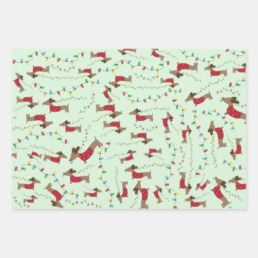 Dackel gestohlen Weihnachtsbaumleuchten schmutzig Geschenkpapier Set (Vorderseite 2)