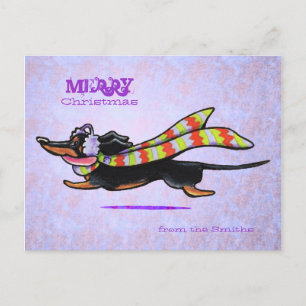 Dackel-gestreifte Feiertagspostkarte